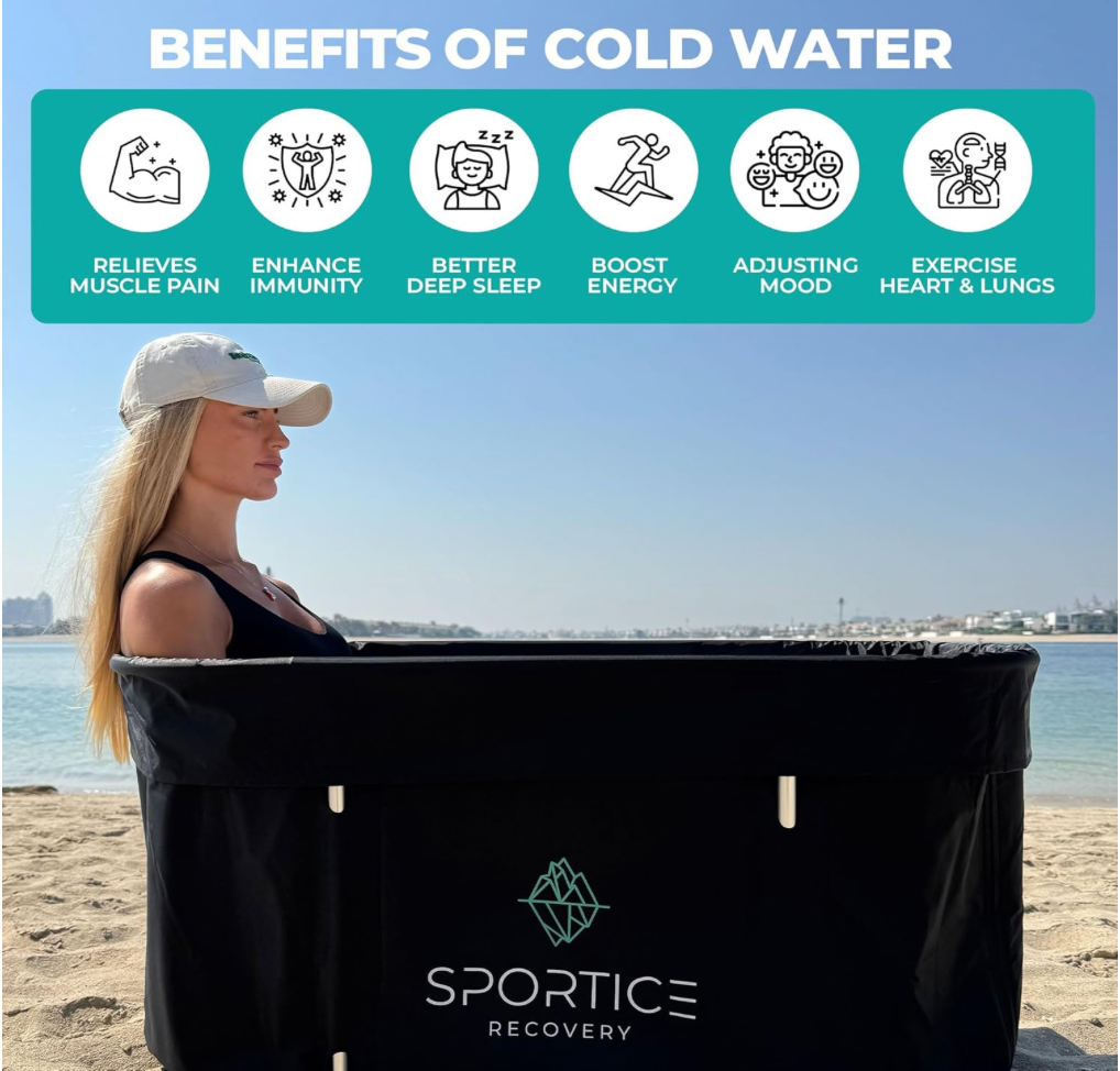 XL - tina de hielo para atletas, tina de inmersión en frío de revestimiento múltiple de 129 galones para recuperación, baño de hielo portátil para gimnasio en casa, uso en interiores y