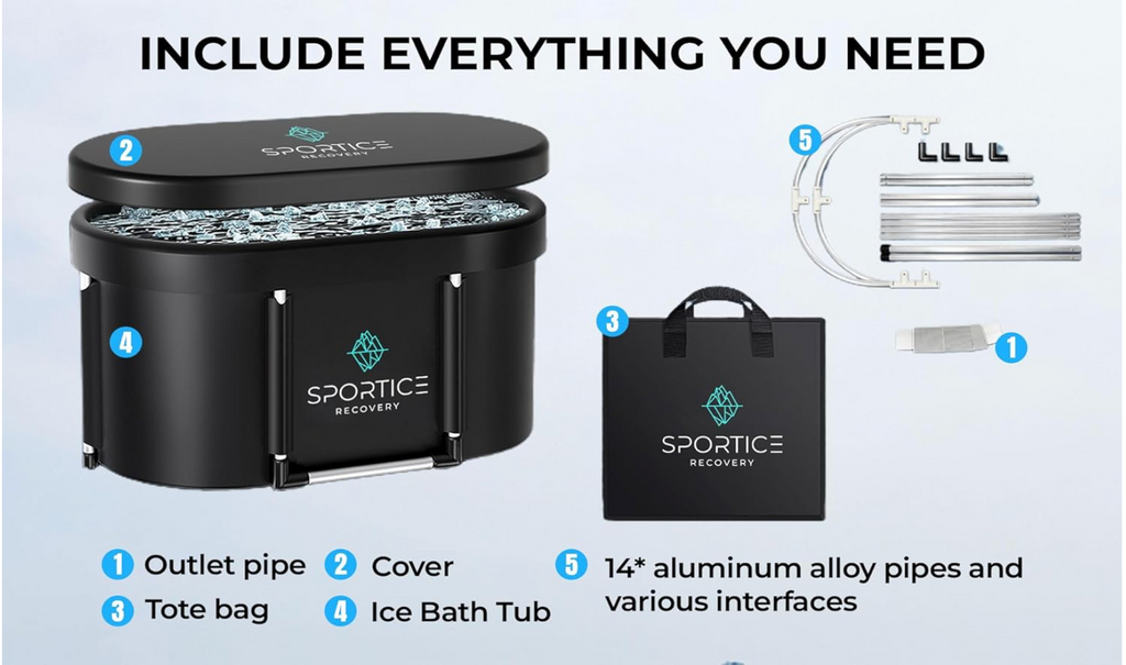 XL - tina de hielo para atletas, tina de inmersión en frío de revestimiento múltiple de 129 galones para recuperación, baño de hielo portátil para gimnasio en casa, uso en interiores y