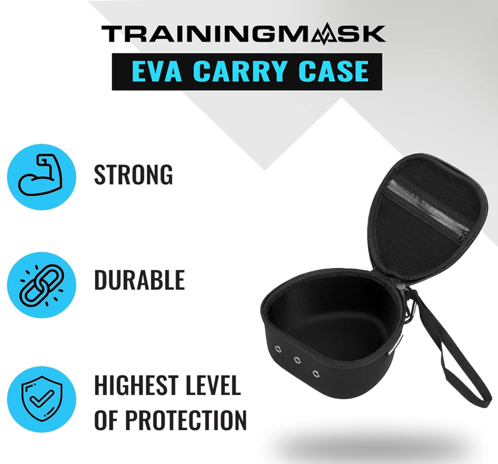 Máscara de entrenamiento Estuche duro con bolsa de cierre rápida, correas internas suaves para cualquier entrenamiento, cardiovascular y resistencia, fitness, resistencia a la respiración, correr