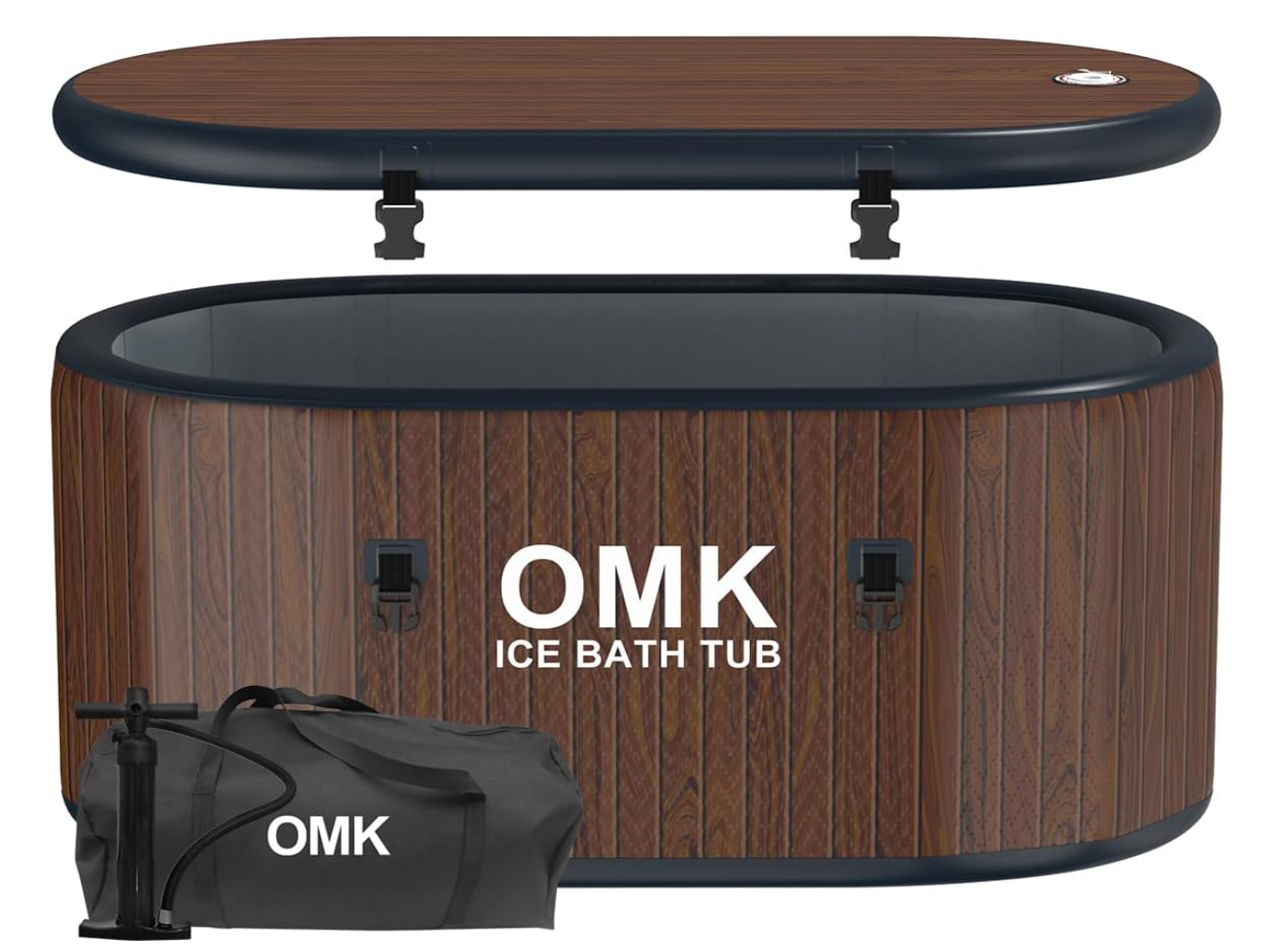 OMK Tina de inmersión en frío, tina de hielo inflable para atletas, bañera de recuperación con capacidad de 212 galones, marrón, material neoprene, instalación independiente, estilo moderno